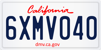 CA license plate 6XMV040