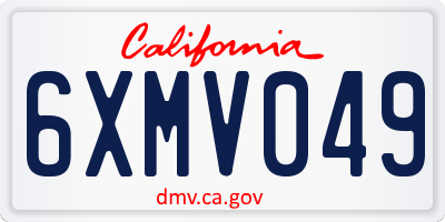 CA license plate 6XMV049