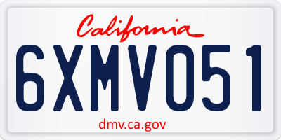 CA license plate 6XMV051