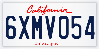 CA license plate 6XMV054