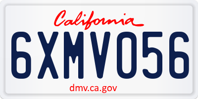 CA license plate 6XMV056