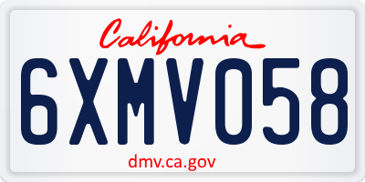 CA license plate 6XMV058