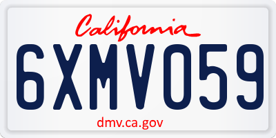 CA license plate 6XMV059
