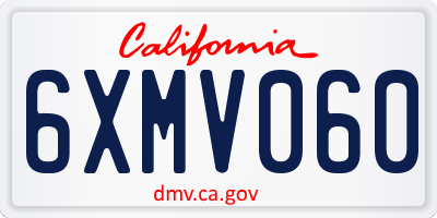 CA license plate 6XMV060