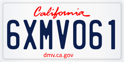 CA license plate 6XMV061