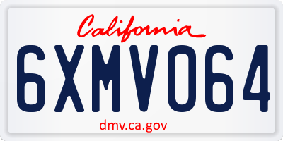 CA license plate 6XMV064