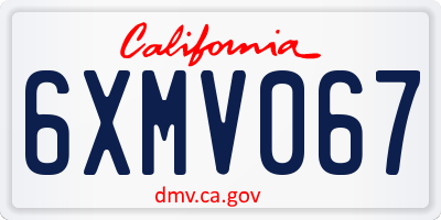 CA license plate 6XMV067