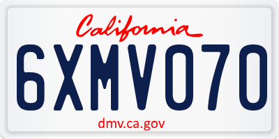 CA license plate 6XMV070