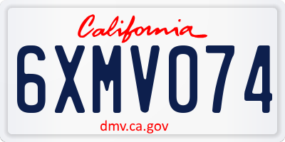 CA license plate 6XMV074