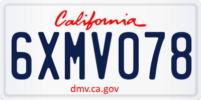 CA license plate 6XMV078
