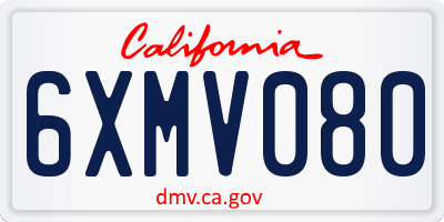 CA license plate 6XMV080
