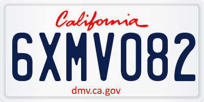 CA license plate 6XMV082
