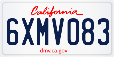 CA license plate 6XMV083