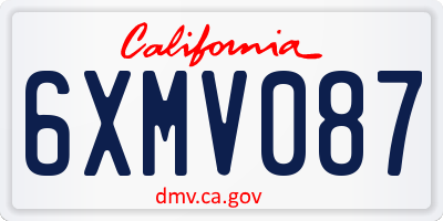 CA license plate 6XMV087