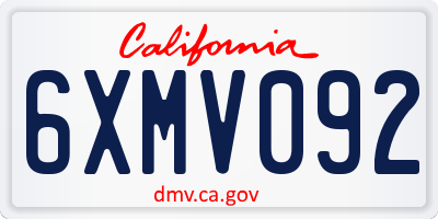 CA license plate 6XMV092