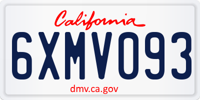 CA license plate 6XMV093