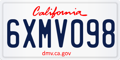 CA license plate 6XMV098