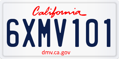 CA license plate 6XMV101