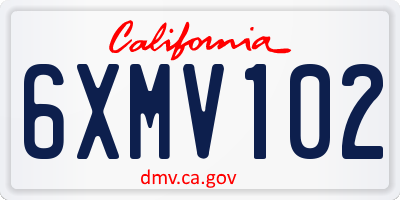 CA license plate 6XMV102