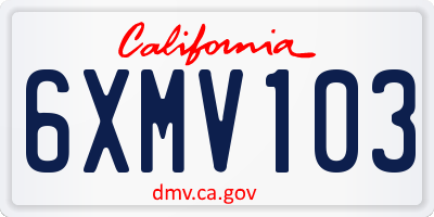 CA license plate 6XMV103