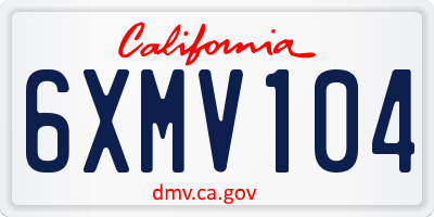 CA license plate 6XMV104