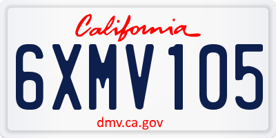 CA license plate 6XMV105