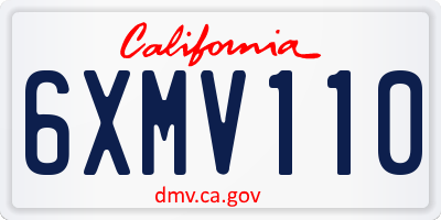 CA license plate 6XMV110