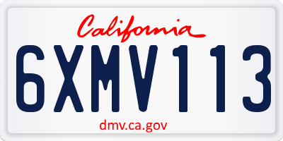 CA license plate 6XMV113