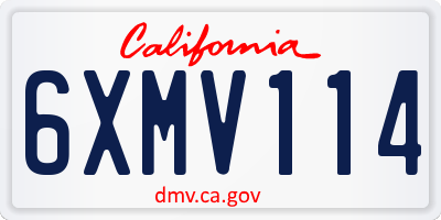 CA license plate 6XMV114
