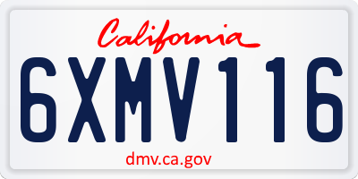 CA license plate 6XMV116