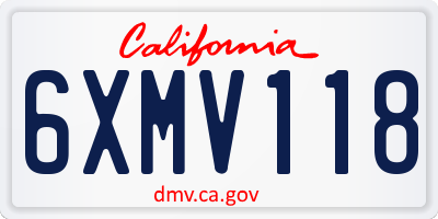 CA license plate 6XMV118