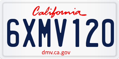 CA license plate 6XMV120