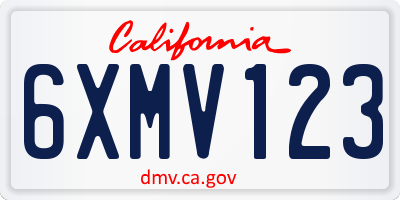 CA license plate 6XMV123