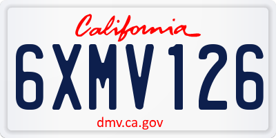 CA license plate 6XMV126