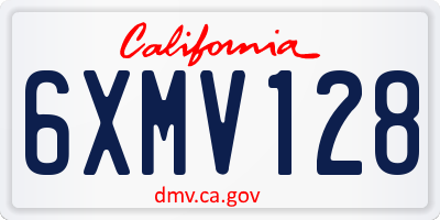 CA license plate 6XMV128