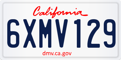 CA license plate 6XMV129