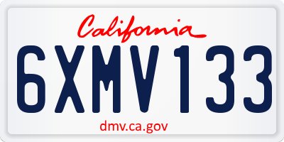 CA license plate 6XMV133