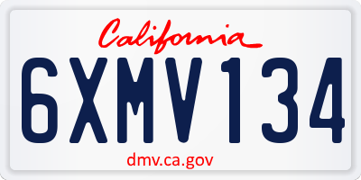 CA license plate 6XMV134