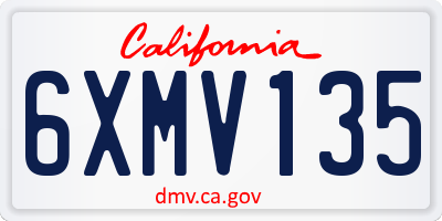 CA license plate 6XMV135