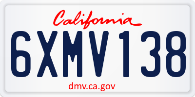 CA license plate 6XMV138