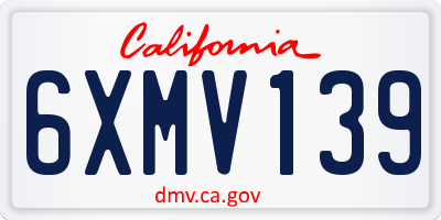 CA license plate 6XMV139