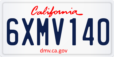 CA license plate 6XMV140
