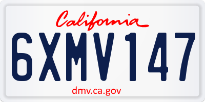 CA license plate 6XMV147