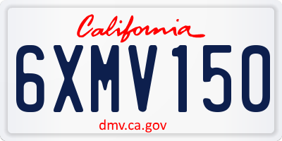 CA license plate 6XMV150