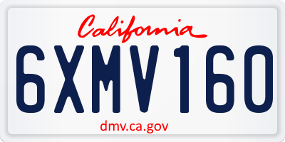 CA license plate 6XMV160