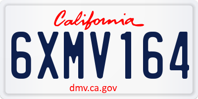 CA license plate 6XMV164
