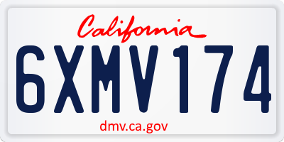 CA license plate 6XMV174