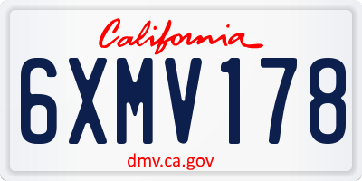 CA license plate 6XMV178