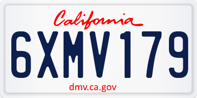 CA license plate 6XMV179