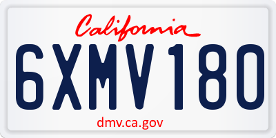 CA license plate 6XMV180